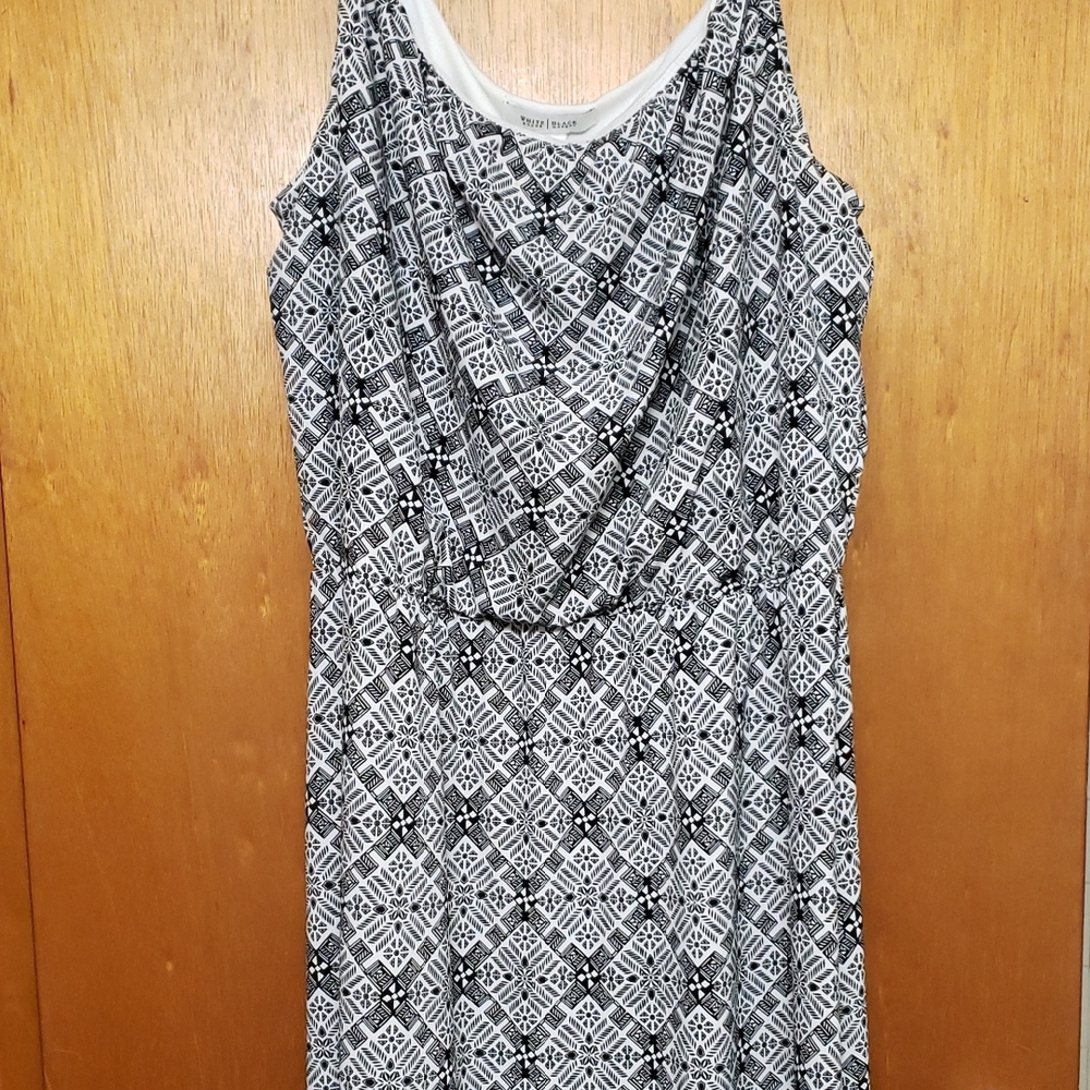 White House Black Market Geometric Black and White Dress